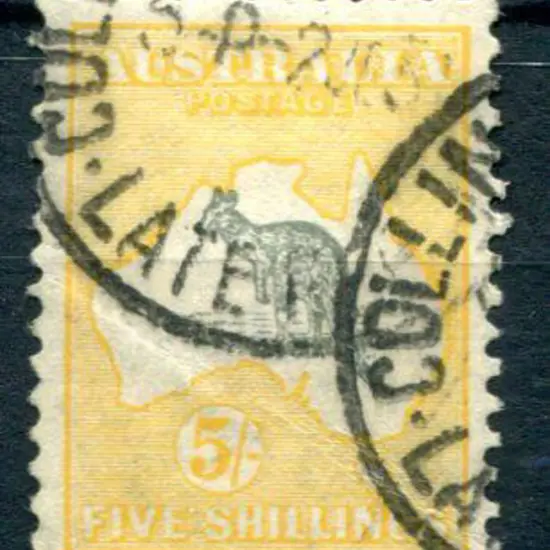 5/- grey & yellow-orange. Fine used with two part ...
