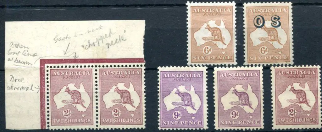 6d chestnut MH (ACSC 23A), 6d chestnut ovptd "OS" ... Image 1++