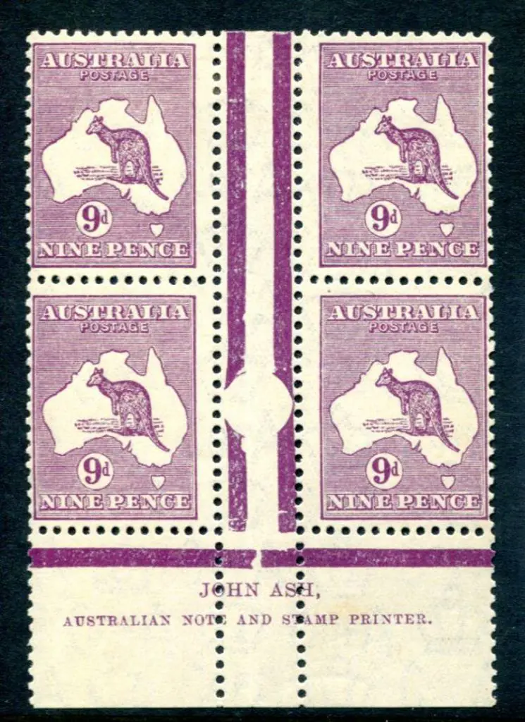 9d violet "N over N" John Ash imprint block, 2nd ... Image 1++