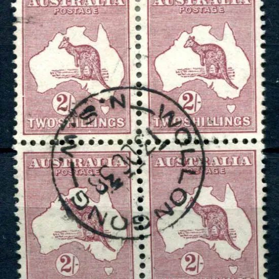 2/- maroon plate 1 positional block of 4, units ...
