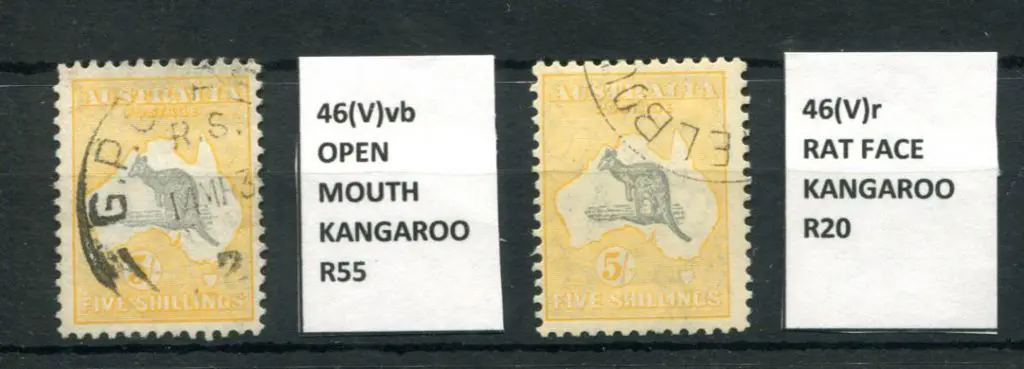 5/- grey & yellow with "Rat-faced kangaroo" ... Image 1++