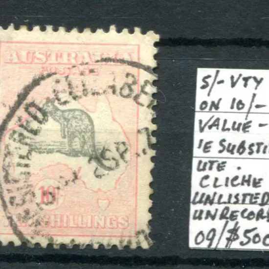 10/- grey & pink postally used. ACSC 50A, Cat. ...