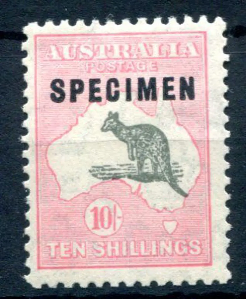 10/- grey & pink ovptd "SPECIMEN" Type C. MLH/MH ... Image 1++