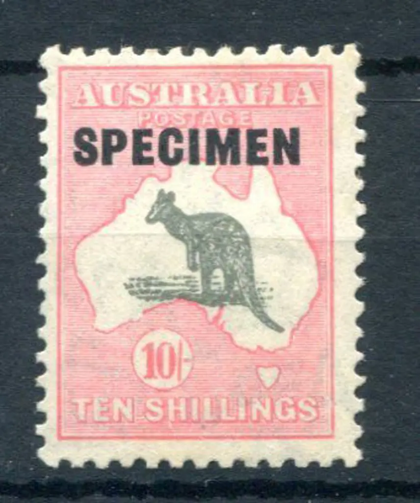10/- grey black & aniline pink ovptd "SPECIMEN" ... Image 1++