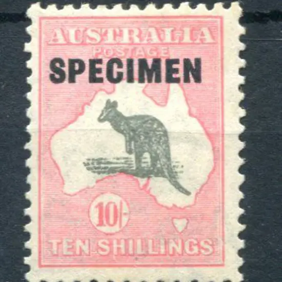 10/- grey black & aniline pink ovptd "SPECIMEN" ...