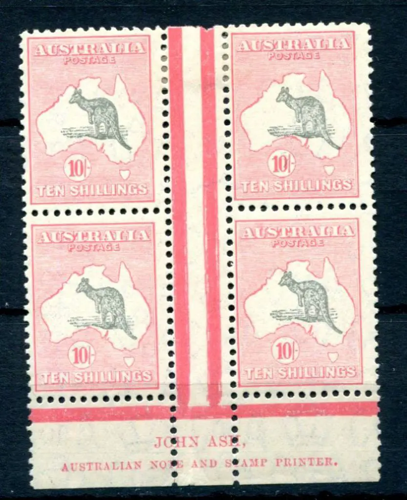 10/- grey-black & rose-crimson John Ash "N" over ... Image 1++
