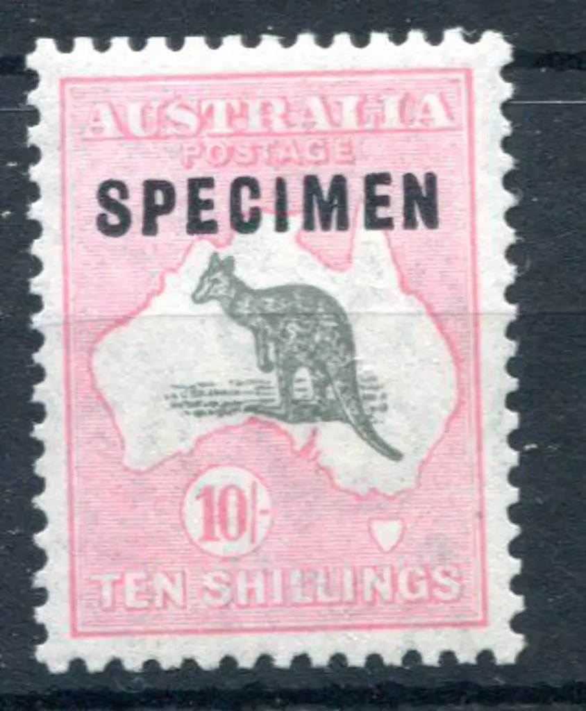 10/- grey-black & rose-crimson ovptd "SPECIMEN" ... Image 1++