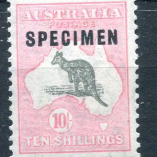 10/- grey-black & rose-crimson ovptd "SPECIMEN" ...