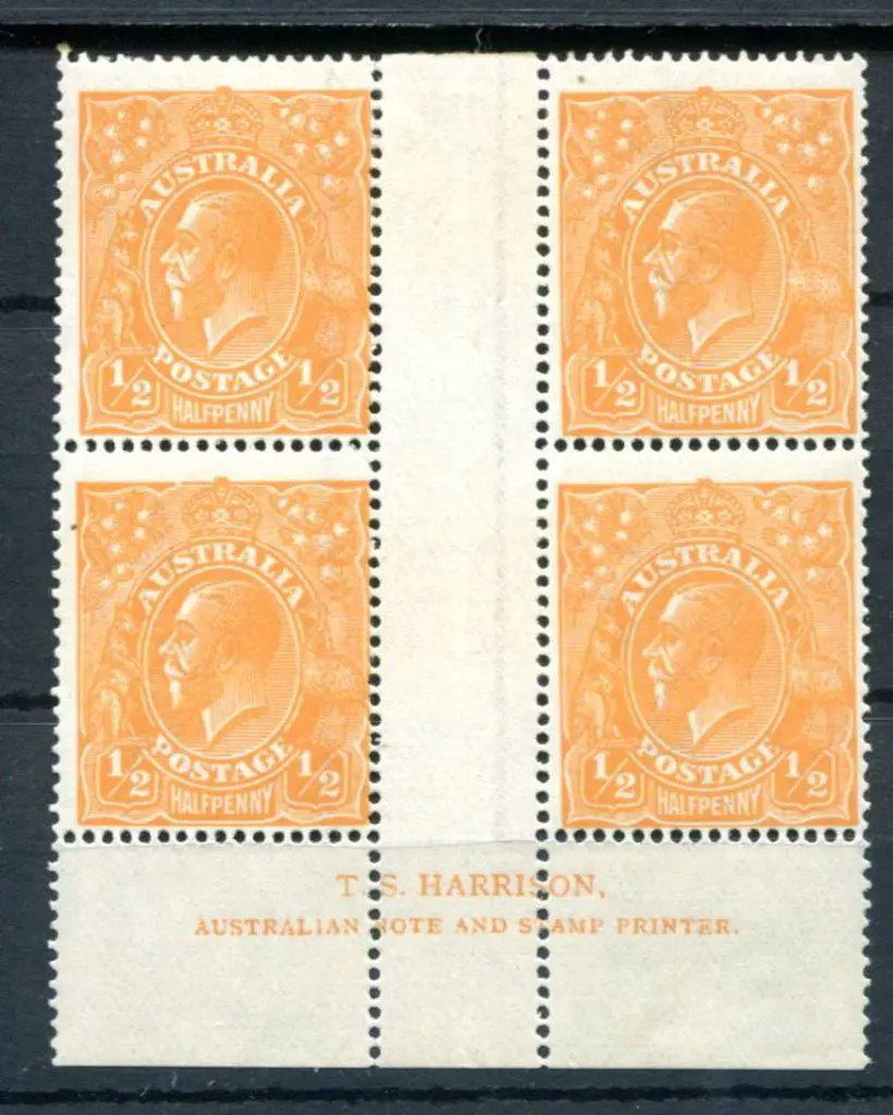 KGV 1914-20 Single watermark ½d bright orange, ... Image 1++
