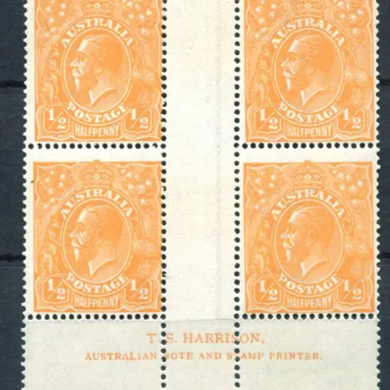 KGV 1914-20 Single watermark ½d bright orange, ...