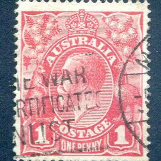 KGV 1914-20 Single watermark 1d bright brown-red ...