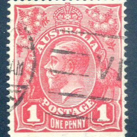 KGV 1914-20 Single watermark 1d bright brown-red ...