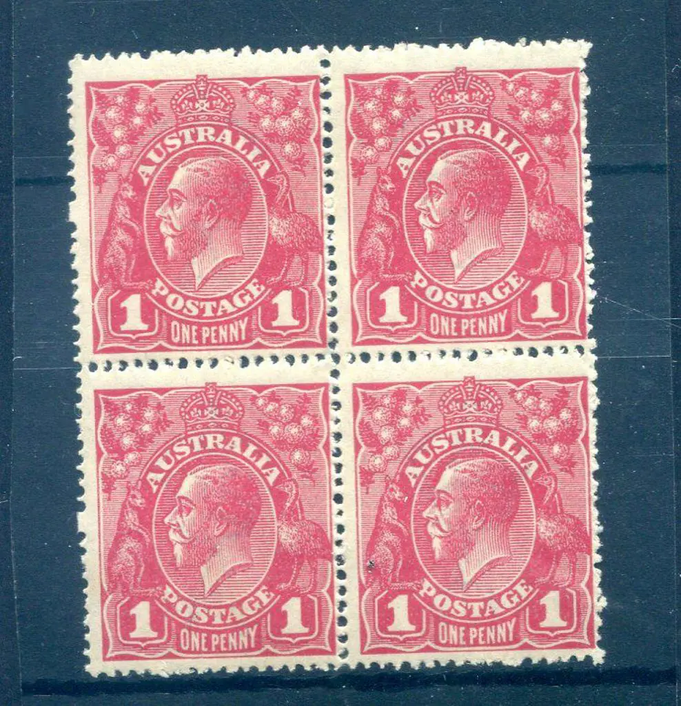 KGV 1914-20 Single watermark 1d carmine-aniline ... Image 1++