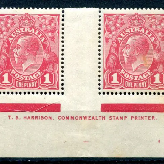 KGV 1914-20 Single watermark 1d carmine-aniline, ...