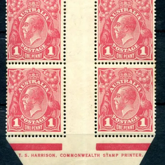 KGV 1914-20 Single watermark 1d carmine-aniline, ...