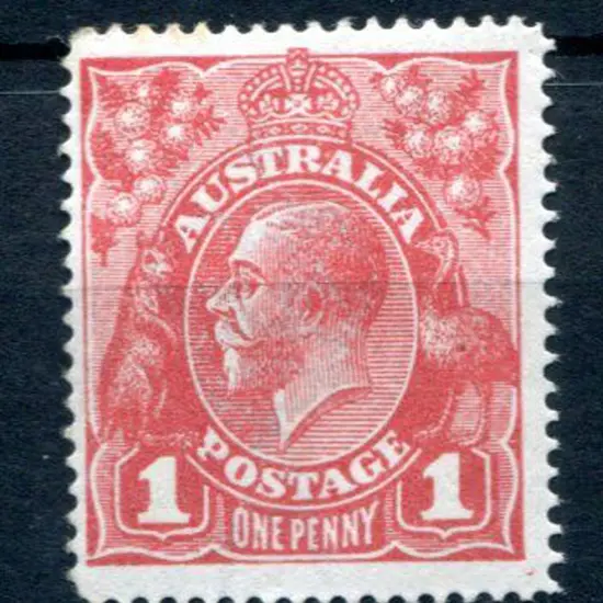 KGV 1914-20 Single watermark 1d carmine-red, ...