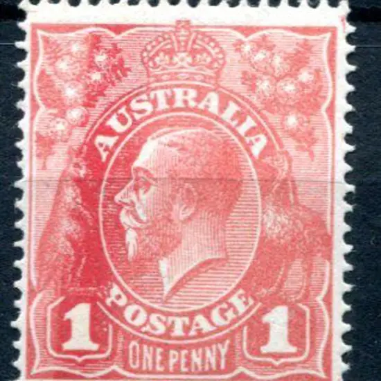 KGV 1914-20 Single watermark 1d carmine-red, ...