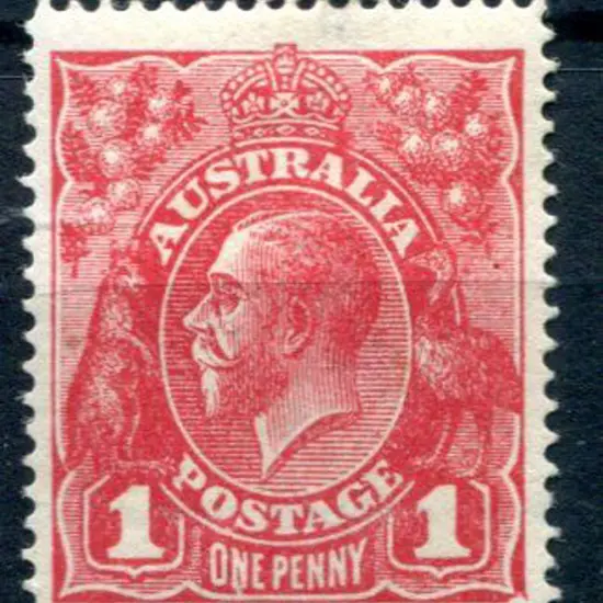 KGV 1914-20 Single watermark 1d carmine-red. ...