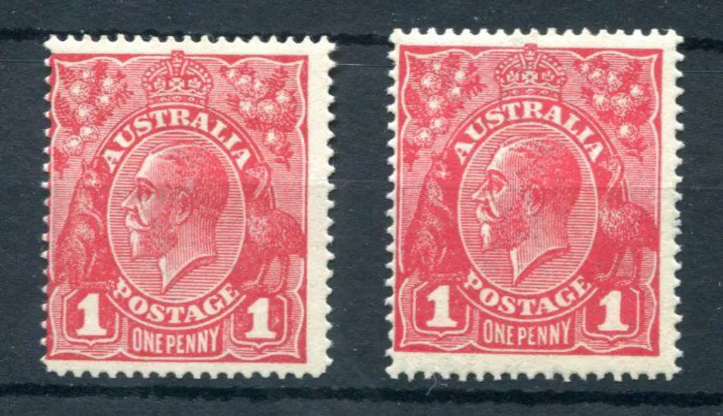 KGV 1914-20 Single watermark 1d carmine-red & 1d ... Image 1++