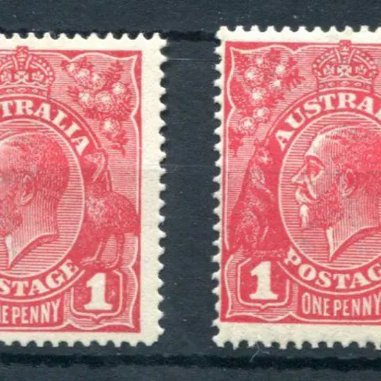 KGV 1914-20 Single watermark 1d carmine-red & 1d ...