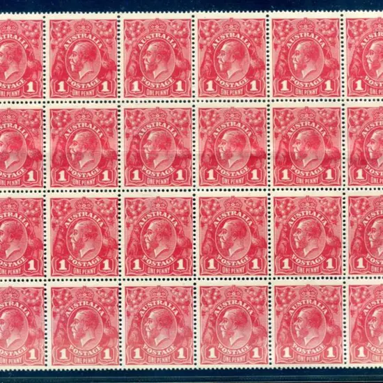 KGV 1914-20 Single watermark 1d carmine-red, comb ...