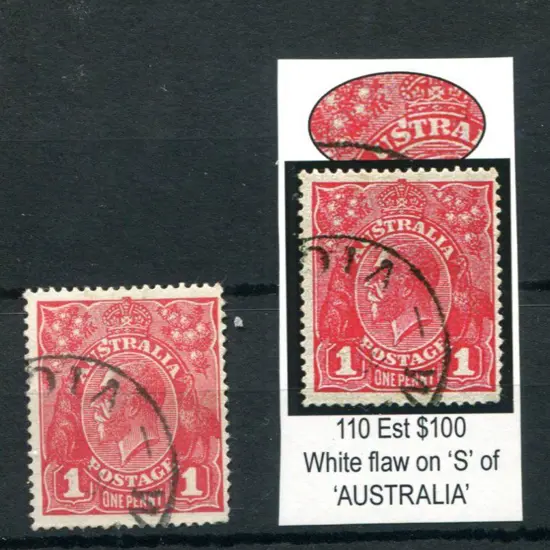 KGV 1914-20 Single watermark 1d carmine-red, Die ...