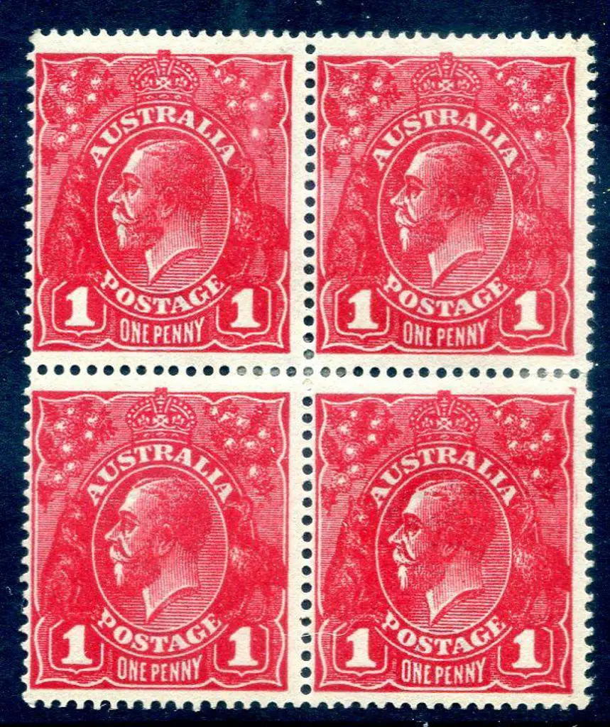 KGV 1914-20 Single watermark 1d deep red-aniline ... Image 1++