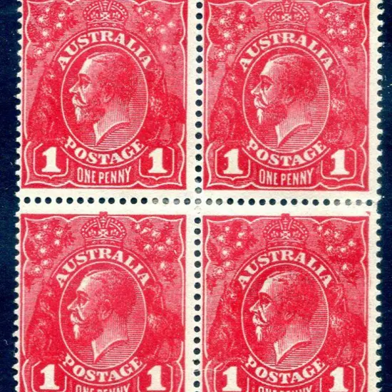 KGV 1914-20 Single watermark 1d deep red-aniline ...