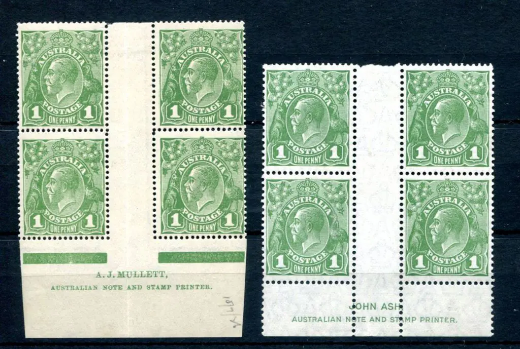 KGV 1914-20 Single watermark 1d green Mullett ... Image 1++