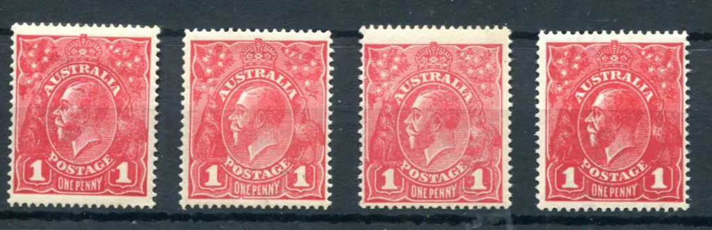 KGV 1914-20 Single watermark 1d red rough paper in ... Image 1++