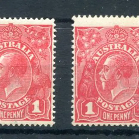 KGV 1914-20 Single watermark 1d red rough paper in ...