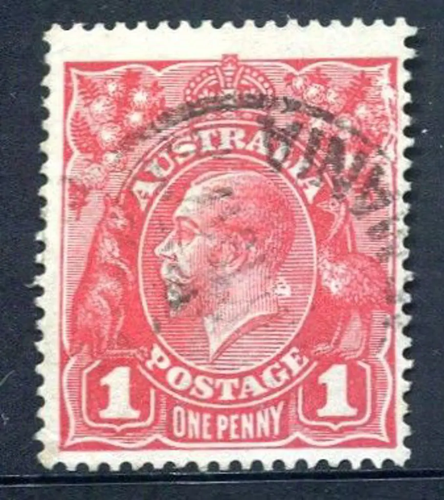 KGV 1914-20 Single watermark 1d scarlet (G18) with ... Image 1++