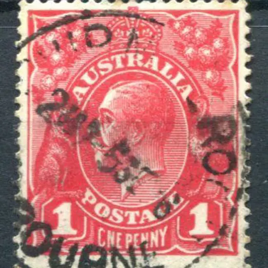 KGV 1914-20 Single watermark 1d scarlet-red with ...