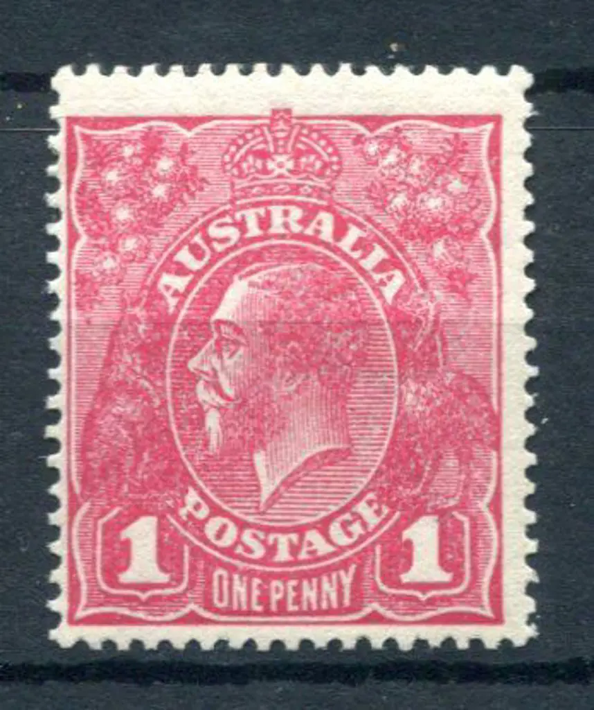 KGV 1914-20 Single watermark 1d rosine on rough ... Image 1++