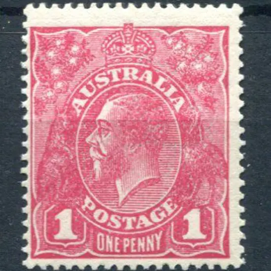 KGV 1914-20 Single watermark 1d rosine on rough ...
