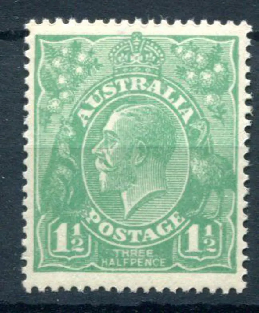 KGV 1914-20 Single watermark 1½d green with ... Image 1++
