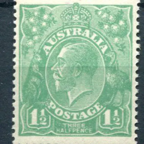 KGV 1914-20 Single watermark 1½d green with ...