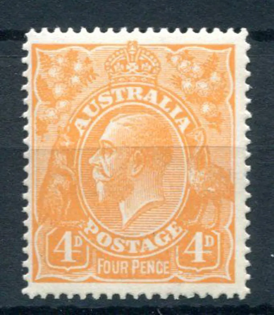 KGV 1914-20 Single watermark 4d orange aniline ... Image 1++