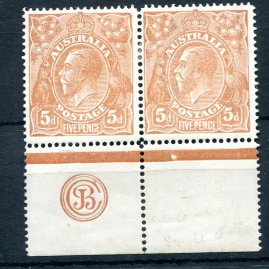 KGV 1914-20 Single watermark 5d chestnut, SLP 14 ...