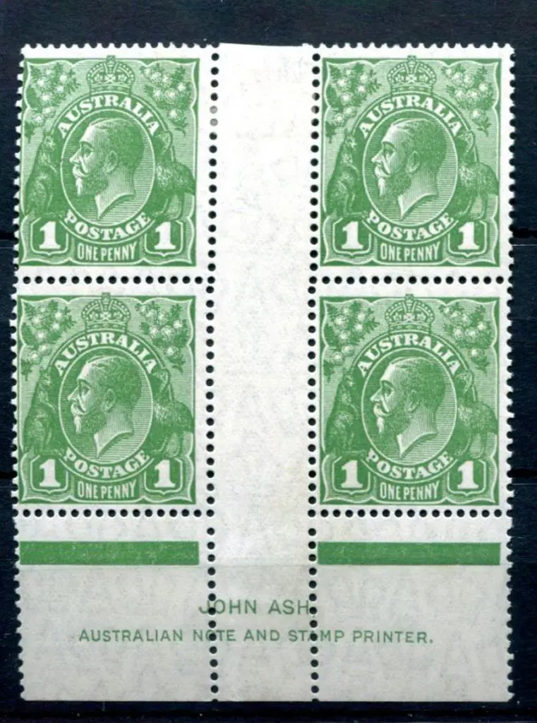 KGV 1926-30 SM watermark Perf 13½x12½ 1d green ... Image 1++