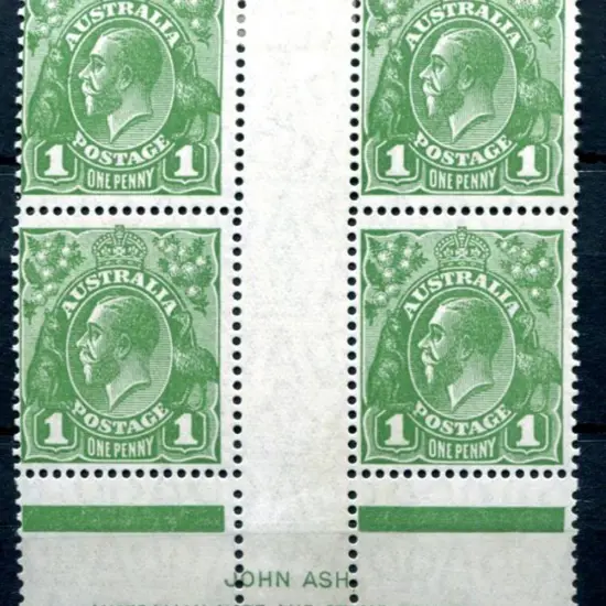 KGV 1926-30 SM watermark Perf 13½x12½ 1d green ...