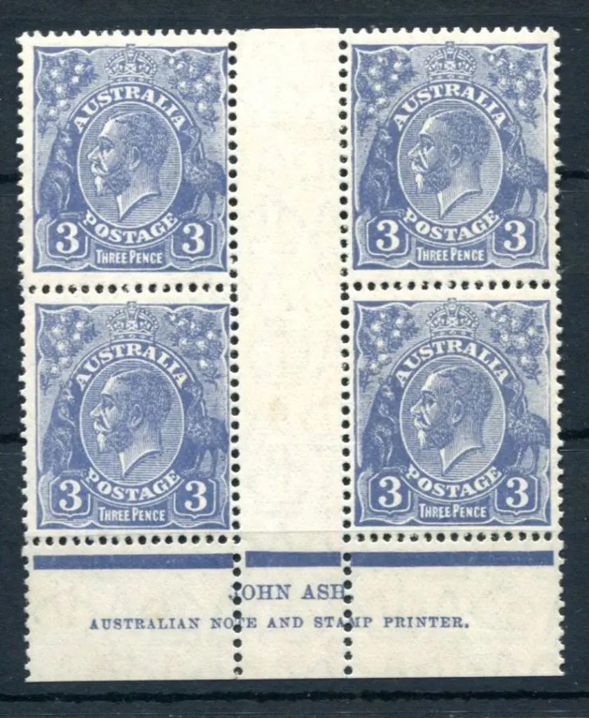 KGV 1926-30 SM watermark Perf 13½x12½ 3d blue, Die ... Image 1++