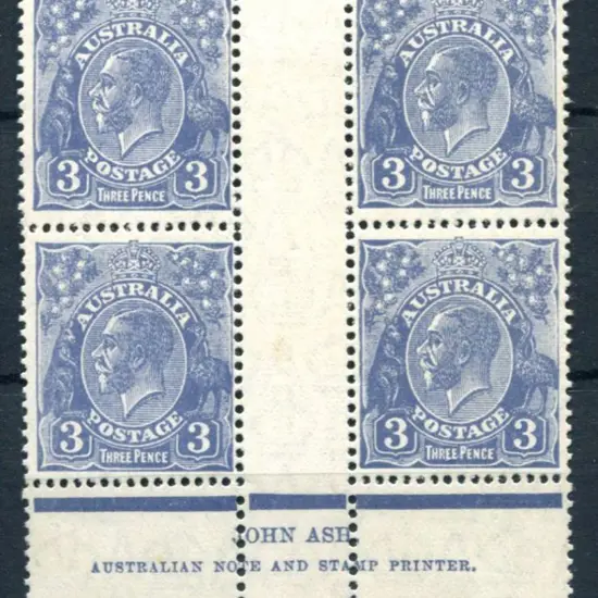 KGV 1926-30 SM watermark Perf 13½x12½ 3d blue, Die ...