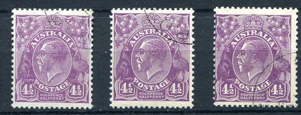 KGV 1926-30 SM watermark Perf 13½x12½ 4½d violet, ... Image 1++