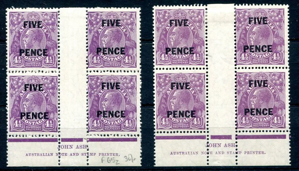 KGV 1926-30 SM watermark Perf 13½x12½ "FIVE PENCE" ... Image 1++
