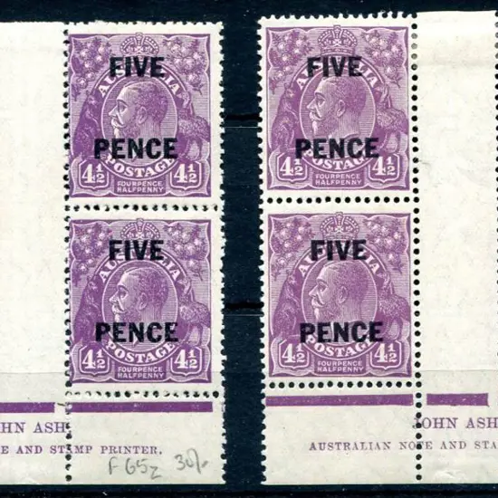 KGV 1926-30 SM watermark Perf 13½x12½ "FIVE PENCE" ...