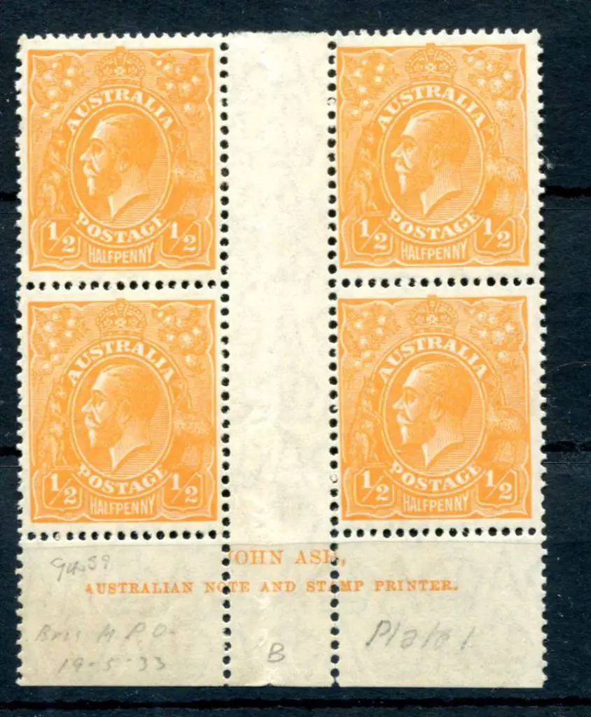 KGV 1926-30 SM watermark Perf 13½x12½ ½d orange ... Image 1++