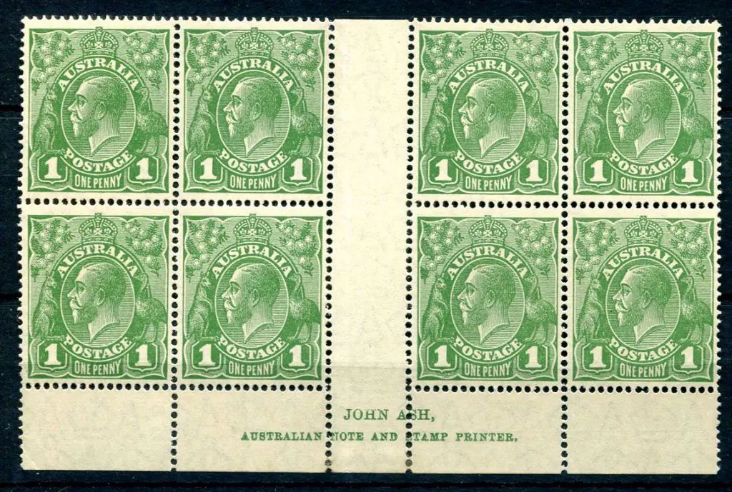 KGV 1926-30 SM watermark Perf 13½x12½ 1d green ... Image 1++