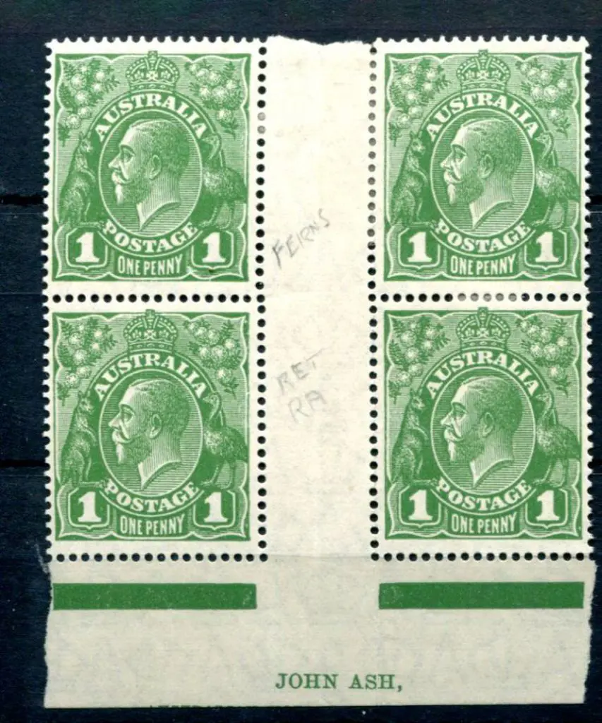 KGV 1926-30 SM watermark Perf 13½x12½ 1d green ... Image 1++