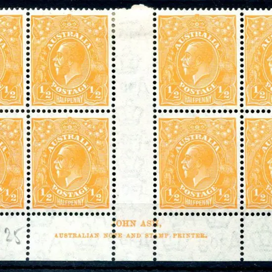 KGV 1931-36 CofA Watermark ½d orange electro 8 ...
